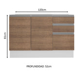 Bajo Mesada Bacha Glamy 120 cm 2 Puertas y 3 Cajones (Sin Tapa ni Bacha) Glamy Blanco/Marrón