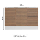 Bajo Mesada 120 cm 3 Cajones 2 Puertas Stella Blanco/Marrón