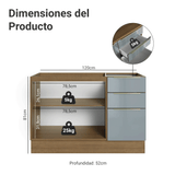 Bajo Mesada para Bacha 120 cm 2 Puetas 3 Cajones (Sin Mesada) Marrón/Gris Lux Madesa
