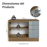 Bajo Mesada de Cocina 120 cm 2 Puetas 3 Cajones (Con Mesada) Marrón/Gris Lux Madesa