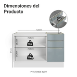 Bajo Mesada para Bacha 120 cm 2 Puetas 3 Cajones (Sin Mesada y Bacha) Blanco/Gris Lux Madesa