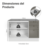 Bajo Mesada de Cocina 120 cm 2 Puertas 3 Cajones Blanco/Gris Vik Madesa