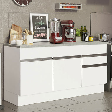 Bajo Mesada 150 cm 2 Puertas 2 Cajones Blanco Glamy Madesa