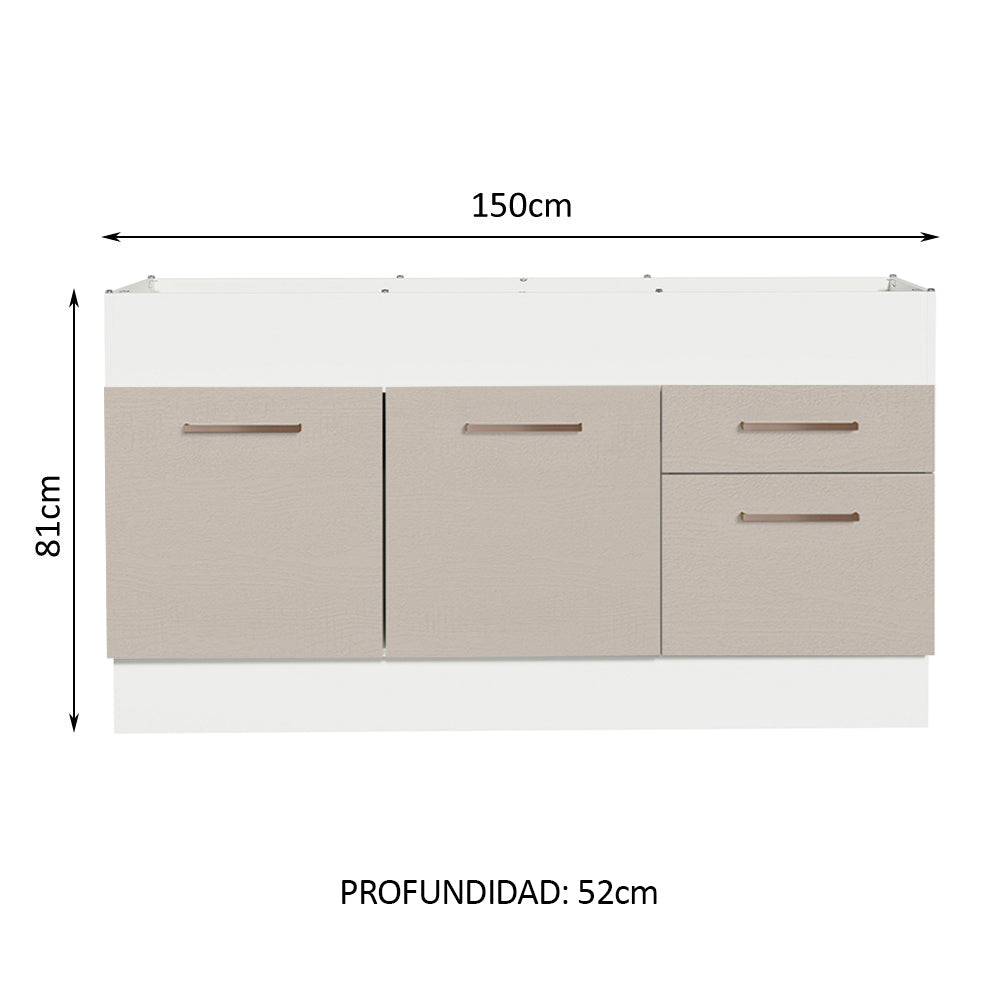 Bajo mesada Madesa Agata 150 Cm 2 Puertas 2 Cajones