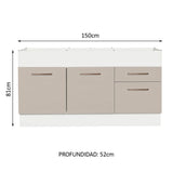 Bajo mesada Madesa Agata 150 Cm 2 Puertas 2 Cajones