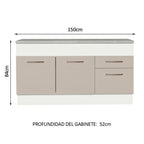Bajo Mesada 150 x 52 cm 2 Puertas 2 Cajones Blanco/Crema Agata Madesa 01