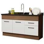 Bajo Mesada 150 x 52 cm 2 Puertas 2 Cajones Sin Mesada Marrón/Blanco Agata Madesa 01