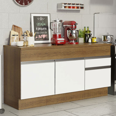 Bajo Mesada 150 cm 2 Puertas 2 Cajones Marrón/Blanco Glamy Madesa