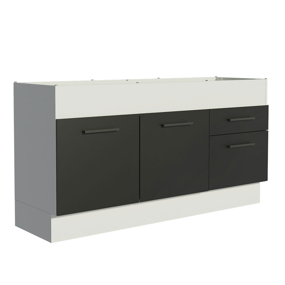 Bajo Mesada 150 cm 2 Cajones 2 Puertas Agata Blanco/Negro