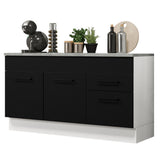 Bajo Mesada Cocina 150 cm 2 Cajones 2 Puertas (Con Mesada) Blanco/Negro Agata Madesa