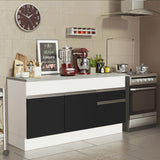 Bajo Mesada Cocina Madesa Glamy 150 cm 2 Puertas con Tapa Blanco/Negro