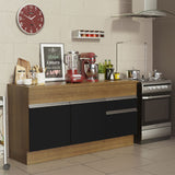 Bajo Mesada Cocina Madesa Glamy 150cm 2 Puertas con Tapa Marrón/Negro