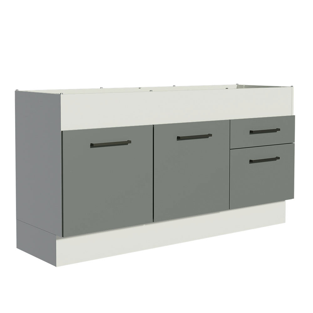 Bajo Mesada 150 cm 2 Cajones 2 Puertas Agata Blanco/Gris