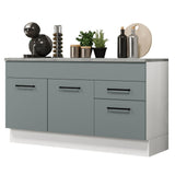 Bajo Mesada Cocina 150 cm 2 Cajones 2 Puertas (Con Mesada) Blanco/Gris Agata Madesa