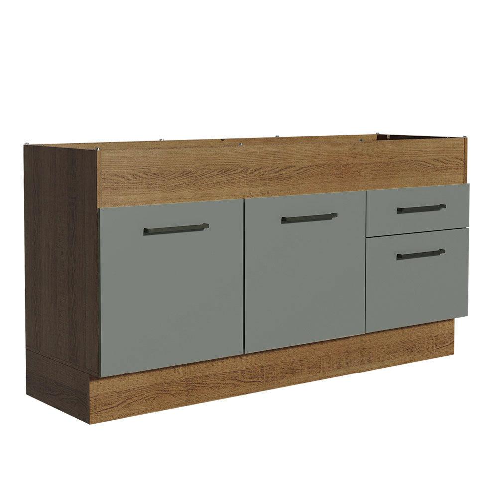 Bajo Mesada 150 cm 2 Cajones 2 Puertas Agata Marrón/Gris
