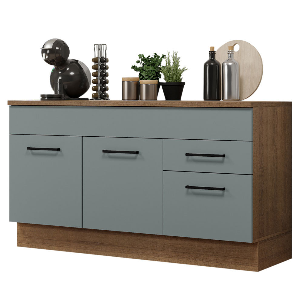 Bajo Mesada Cocina 150 cm 2 Cajones 2 Puertas (Con Mesada) Marrón/Gris Agata Madesa