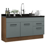 Bajo Mesada Cocina 150 cm 2 Puertas e 2 Cajones (Sin Mesada y Bacha) Marrón/Gris Agata Madesa