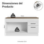 Bajo Mesada 150 cm 2 Puertas 2 Cajones Blanco/Marrón Agata Madesa