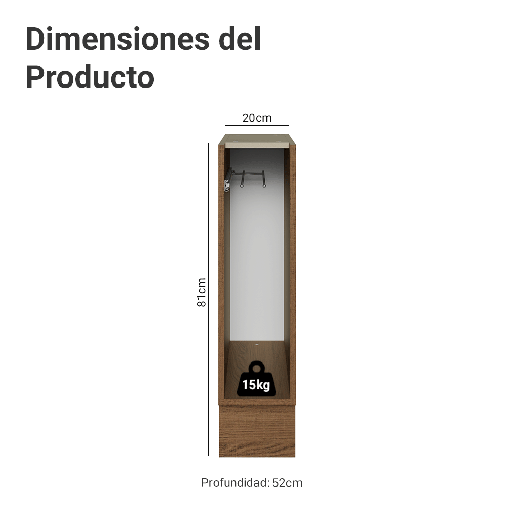 Bajo Mesada Porta Repasador 20 cm Sin Mesada Marrón Madesa