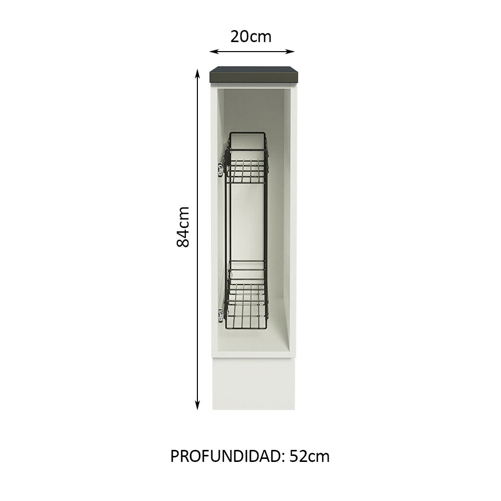 Bajo Mesada Cocina Puerta-Temperos 100% MDF 20 cm (Con Mesada) Blanco Acordes Madesa