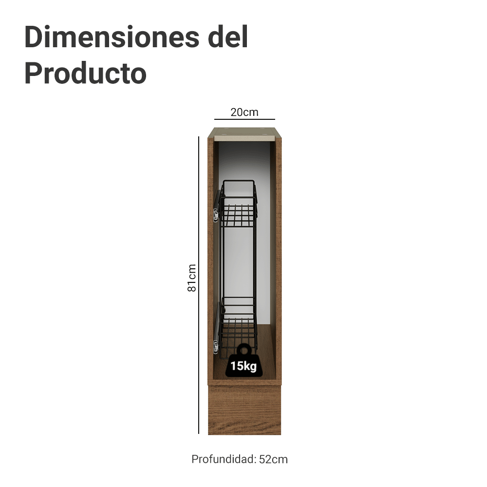 Bajo Mesada Especiero 20 cm Sin Mesada Marrón Madesa