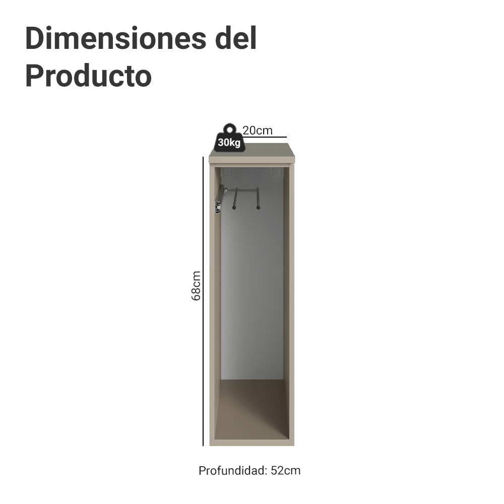 Bajo Mesada Porta repasador 20 cm Flotante Crema Nice