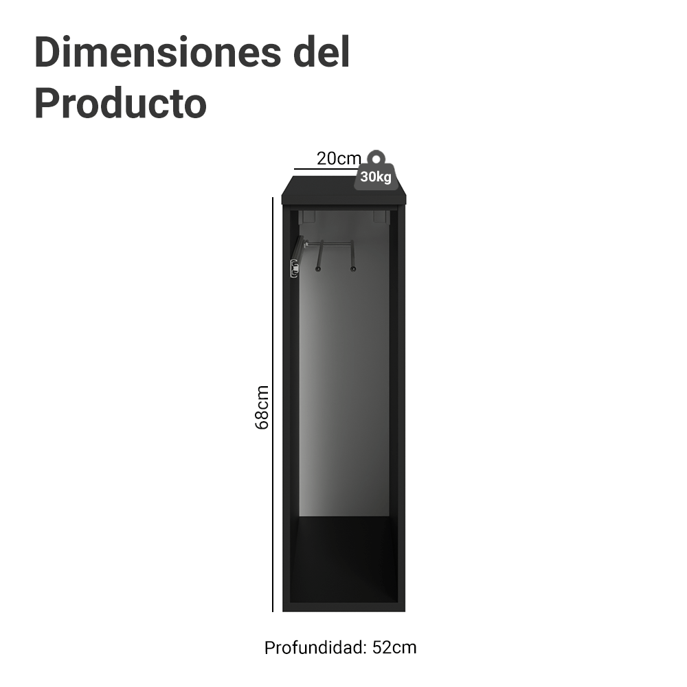 Bajo Mesda Porta repasador 20 cm Flotante Negro Nice Madesa