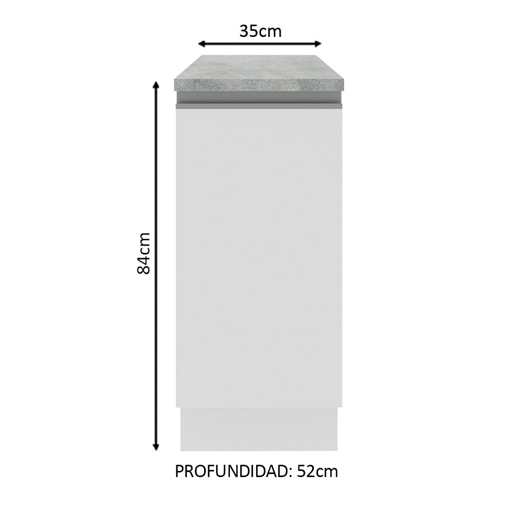 Bajo Mesada 35 cm 1 Puerta Glamy Blanco