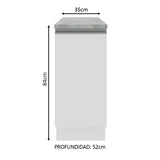 Bajo Mesada 35 cm 1 Puerta Glamy Blanco