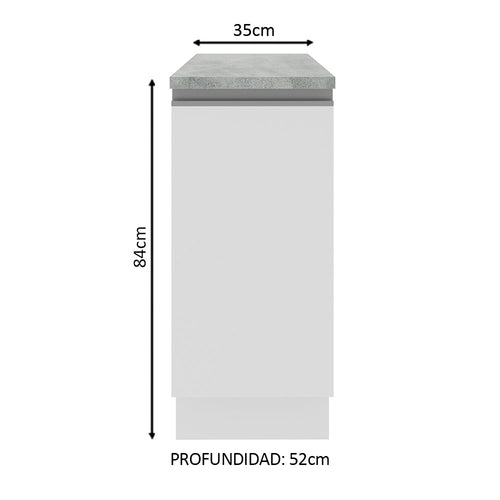 Bajo Mesada 35 cm 1 Puerta Blanco Glamy Madesa