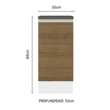 Bajo Mesada Cocina 100% MDF 35 cm 1 Puerta Blanco/Marrón Acordes Madesa