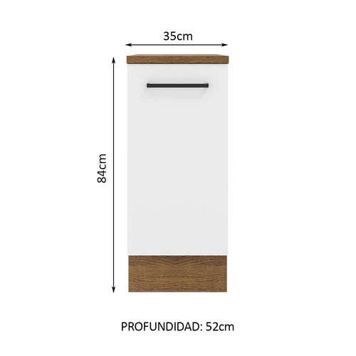 Bajo Mesada 35 cm 1 Puerta Marrón/Blanco Agata Madesa