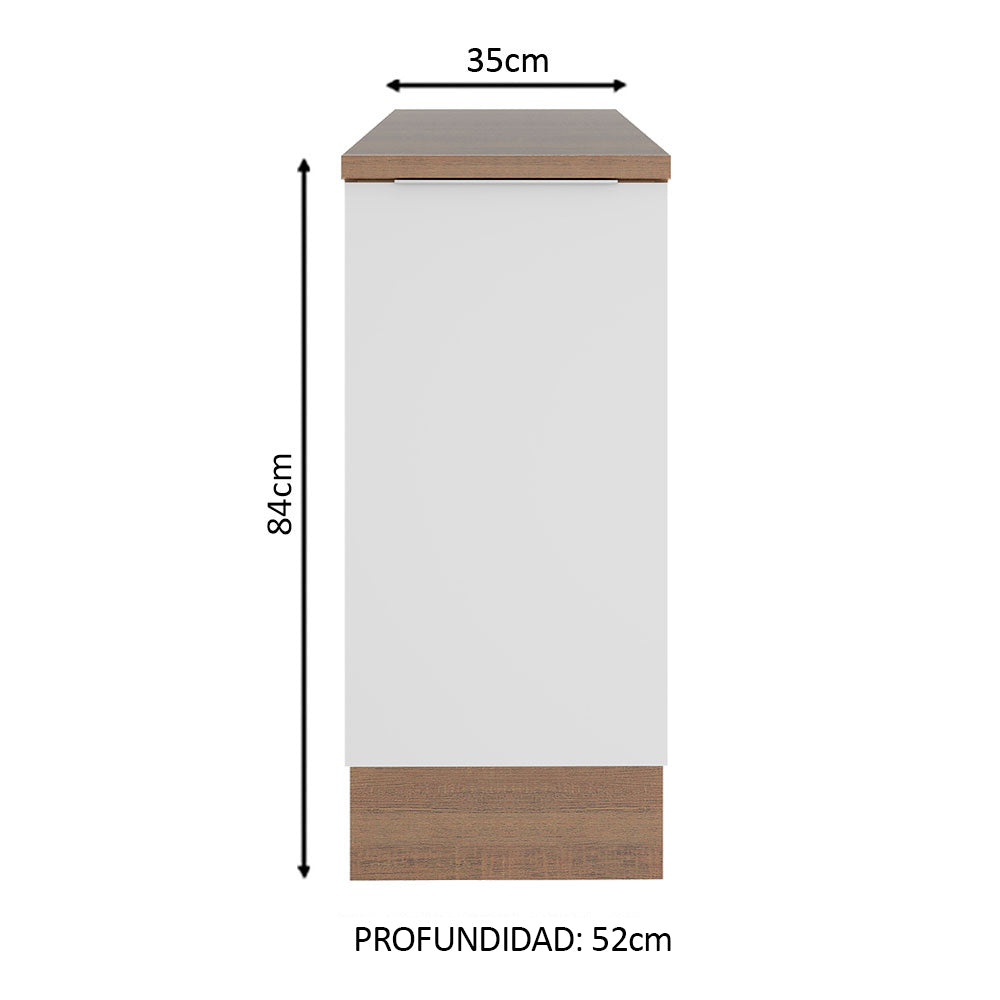Bajo Mesada Cocina 35 cm 1 Puerta Marrón/Blanco Stella Madesa