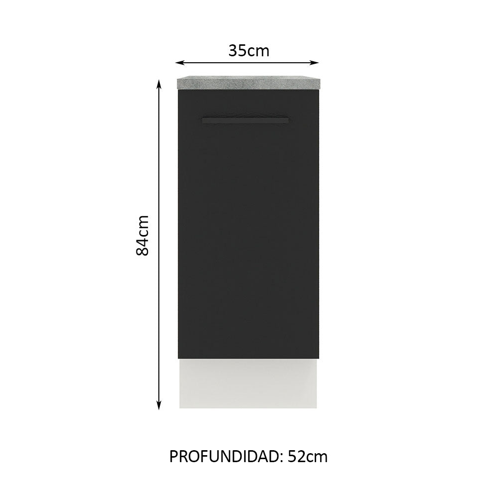 Bajo Mesada Cocina 35 cm 1 Puerta Blanco/Negro Agata Madesa