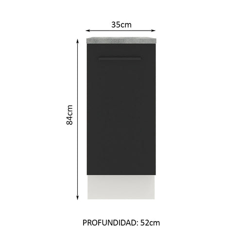 Bajo Mesada 35 cm 1 Puerta Blanco/Negro Agata Madesa