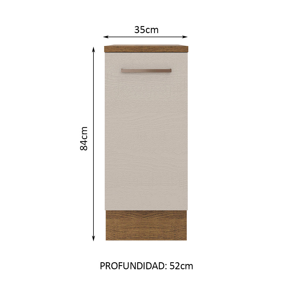 Bajo Mesada 35 cm 1 Puerta Marrón/Crema Agata