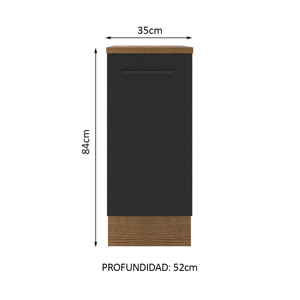 Bajo Mesada Cocina 35 cm 1 Puerta Marrón/Negro Agata Madesa