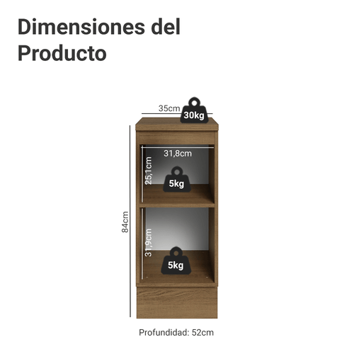 Bajo Mesada 35 cm 1 Puerta Marrón/Negro Lux Madesa
