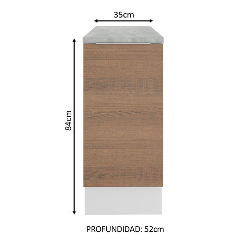 Bajo Mesada 35 cm 1 Puerta Blanco/Marrón Stella Madesa