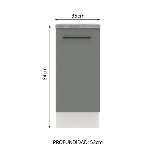 Bajo Mesada 35 cm 1 Puerta Blanco/Gris Agata Madesa