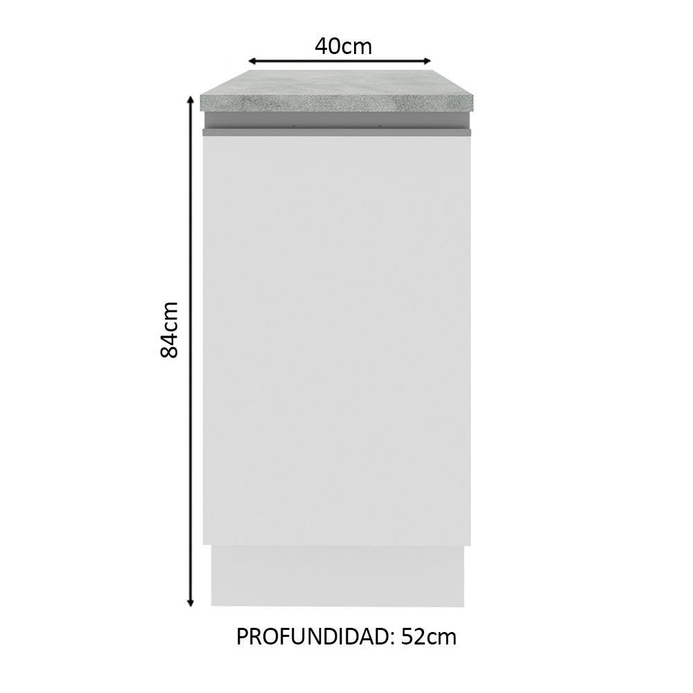 Bajo Mesada 40 cm 1 Puerta Blanco Glamy Madesa