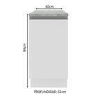 Bajo Mesada 40 cm 1 Puerta Blanco Glamy Madesa