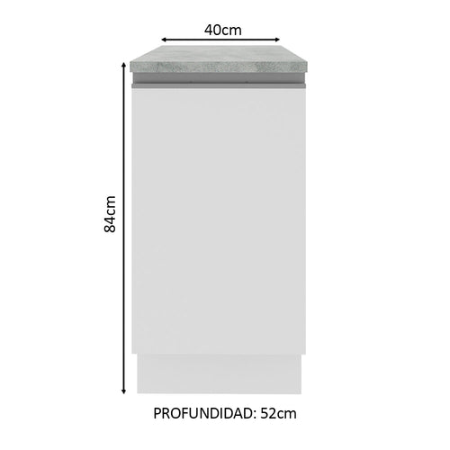 Bajo Mesada 40 cm 1 Puerta Blanco Glamy Madesa
