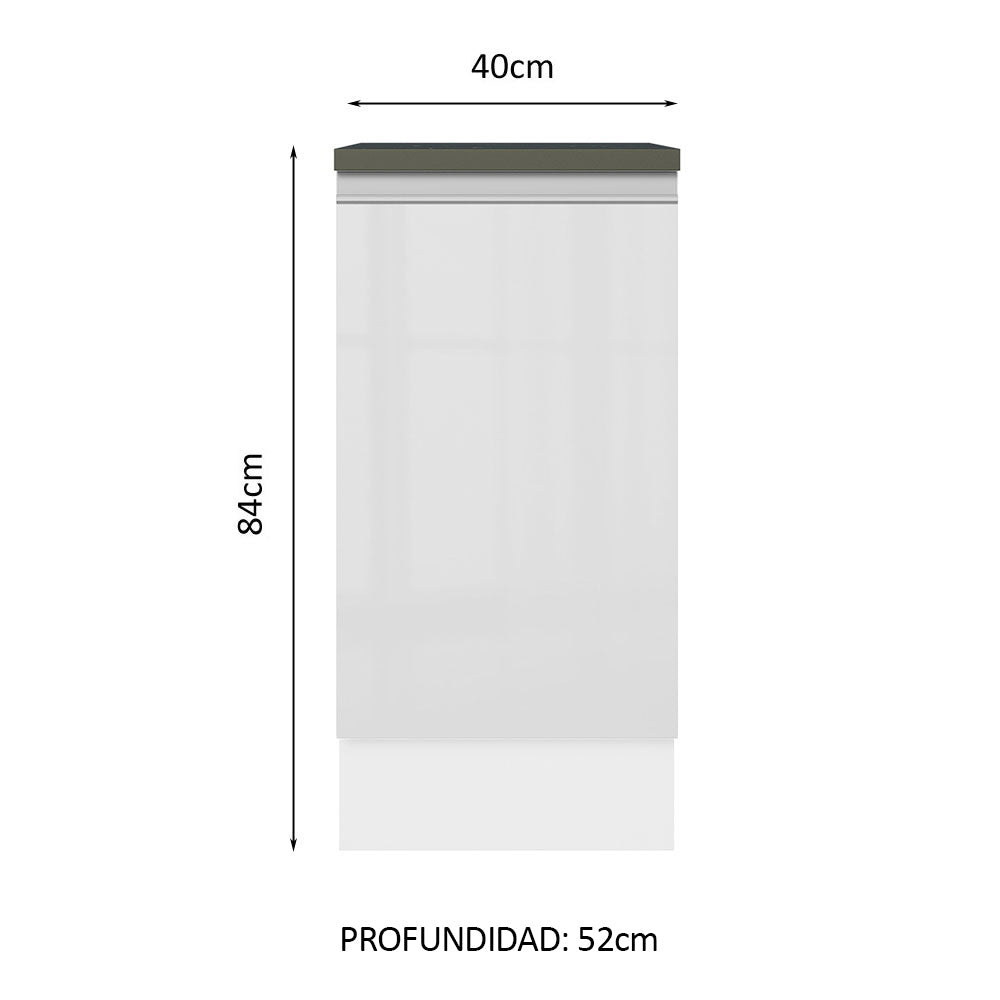Bajo Mesada Cocina 100% MDF 40 cm 1 Puerta Blanco Brillante Acordes Madesa