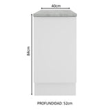 Bajo Mesada Cocina 40 cm 1 Puerta Blanco Stella Madesa