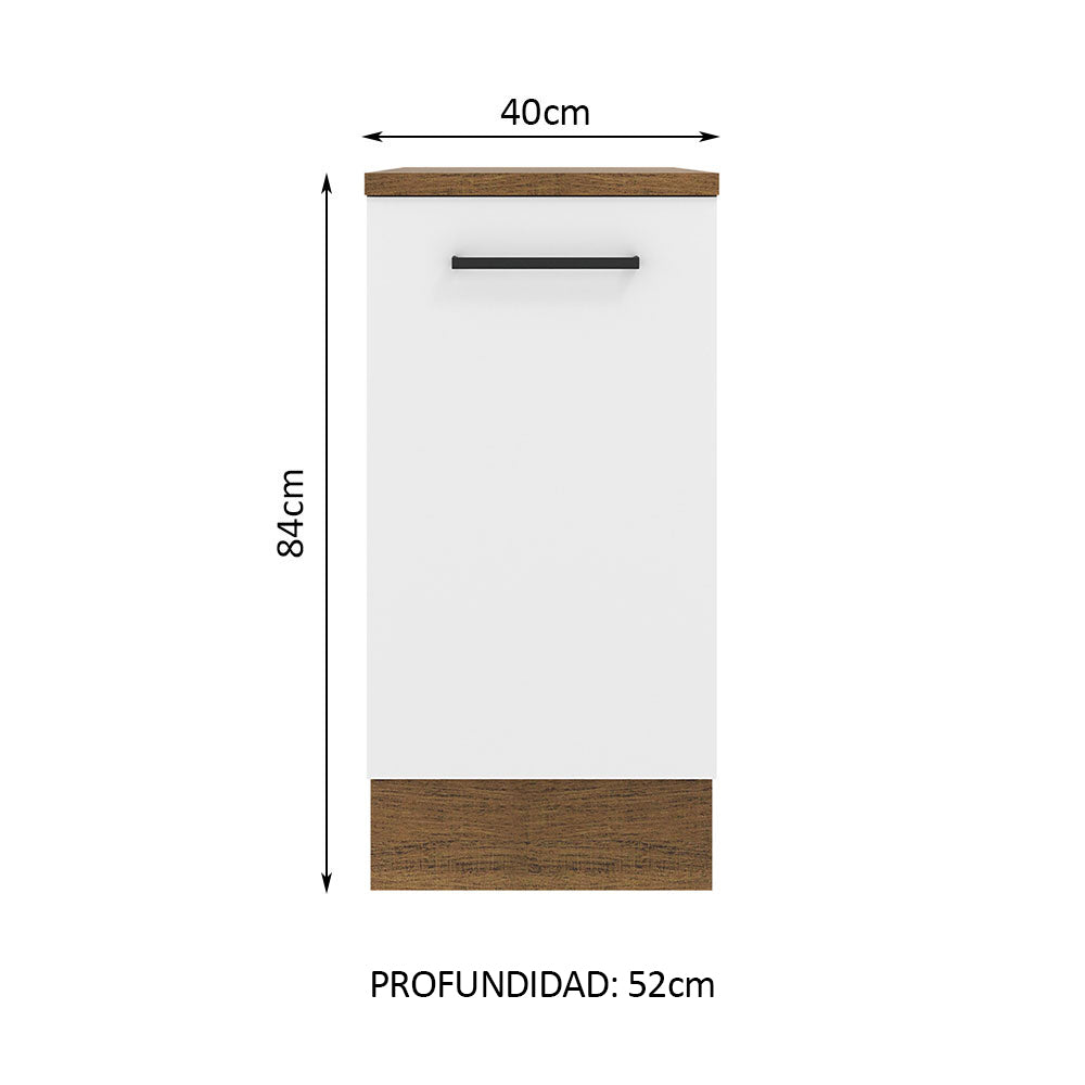Bajo Mesada Agata 40 cm 1 Puerta Marrón/Blanco