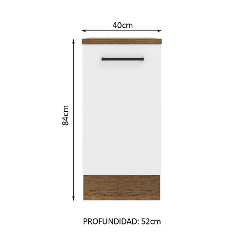Bajo Mesada 40 cm 1 Puerta Marrón/Blanco Agata Madesa