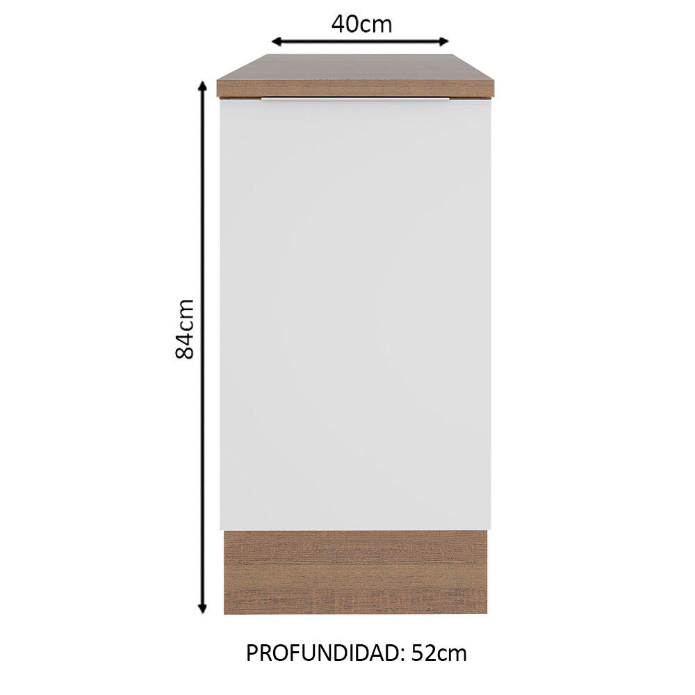Bajo Mesada Cocina 40 cm 1 Puerta Marrón/Blanco Stella Madesa