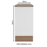 Bajo Mesada Cocina 40 cm 1 Puerta Marrón/Blanco Stella Madesa