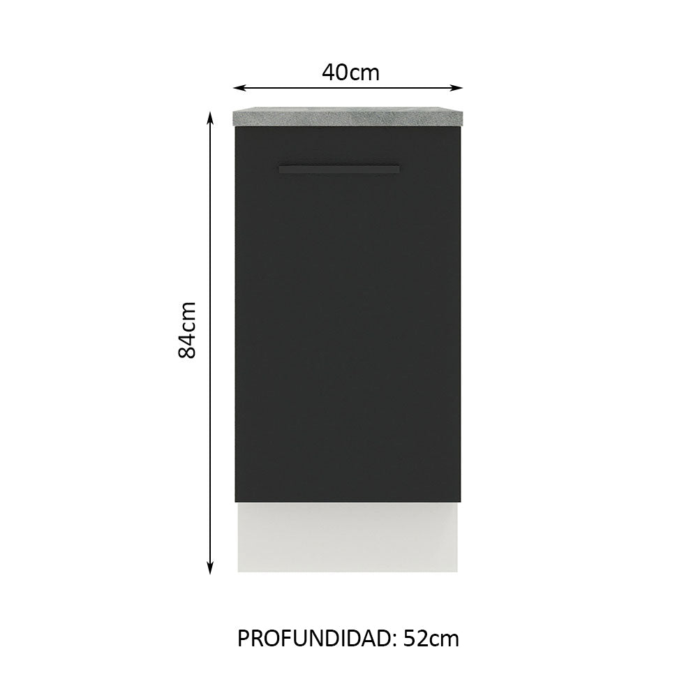 Bajo Mesada 40 cm Sin cajones 1 Puerta Agata Blanco/Negro
